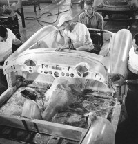 Each 1953 Corvette required considerable hand labor on the makeshift Flint,